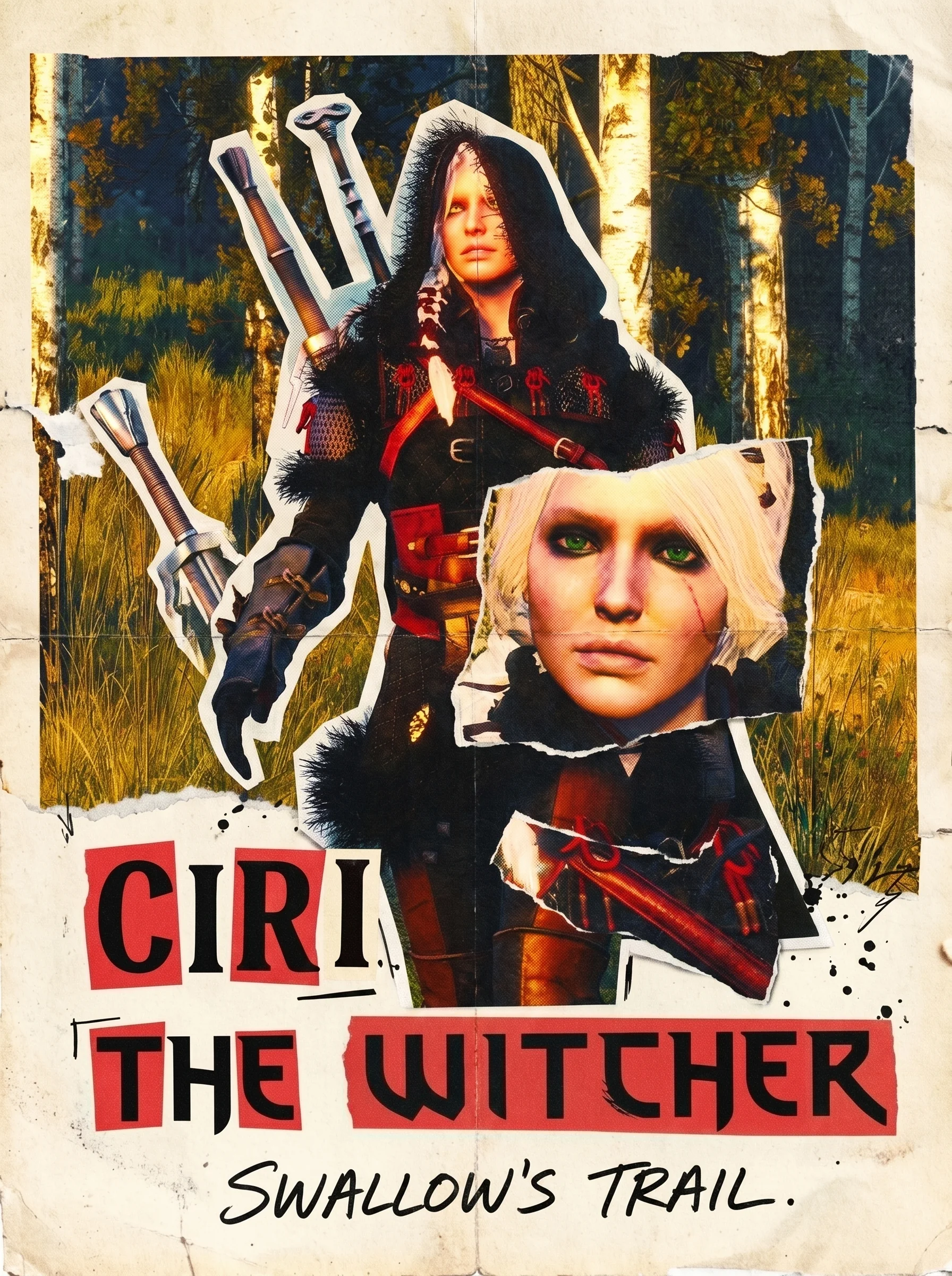 Póster ilustrado de Ciri de The Witcher