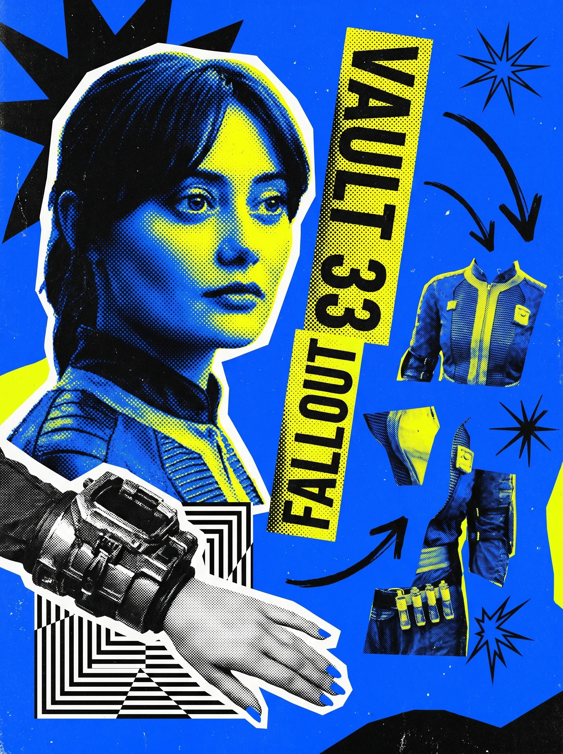 Poster ilustrado inspirado en Fallout con estilo retro nuclear
