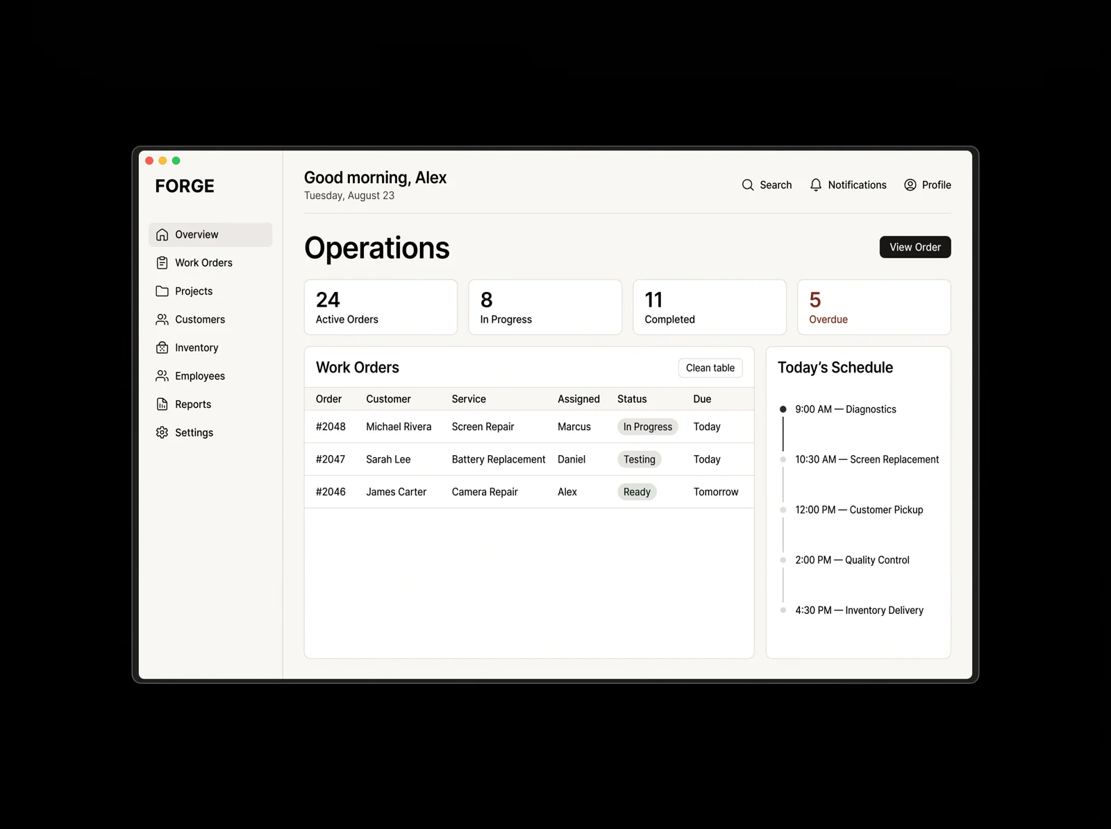 Concepto de software Forge CRM